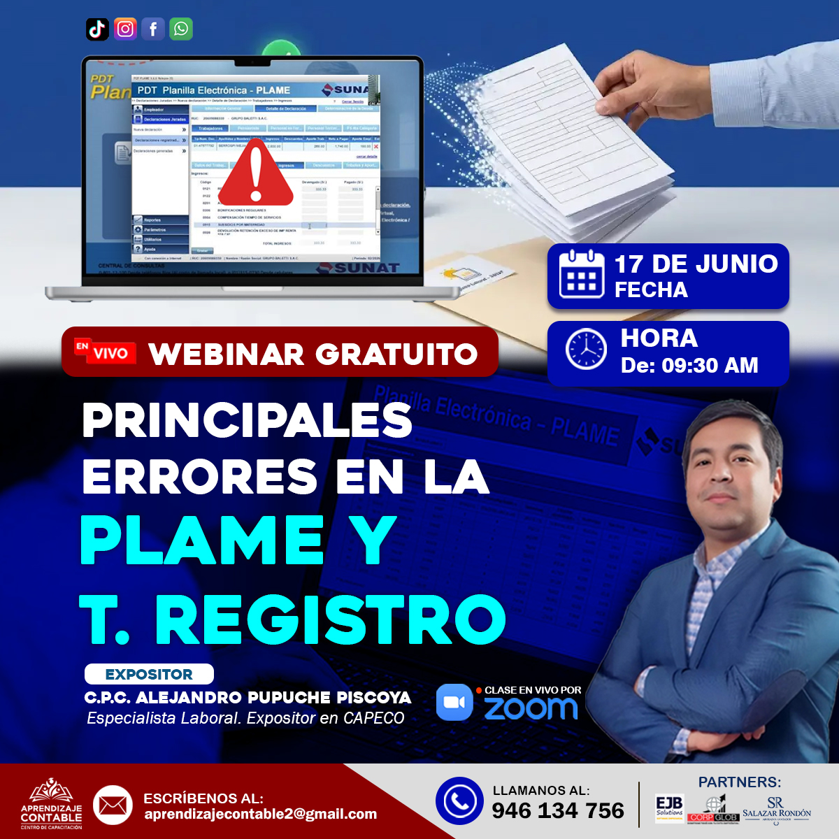 Webinar PRINCIPALES ERRORES EN LA PLAME Y T. REGISTRO